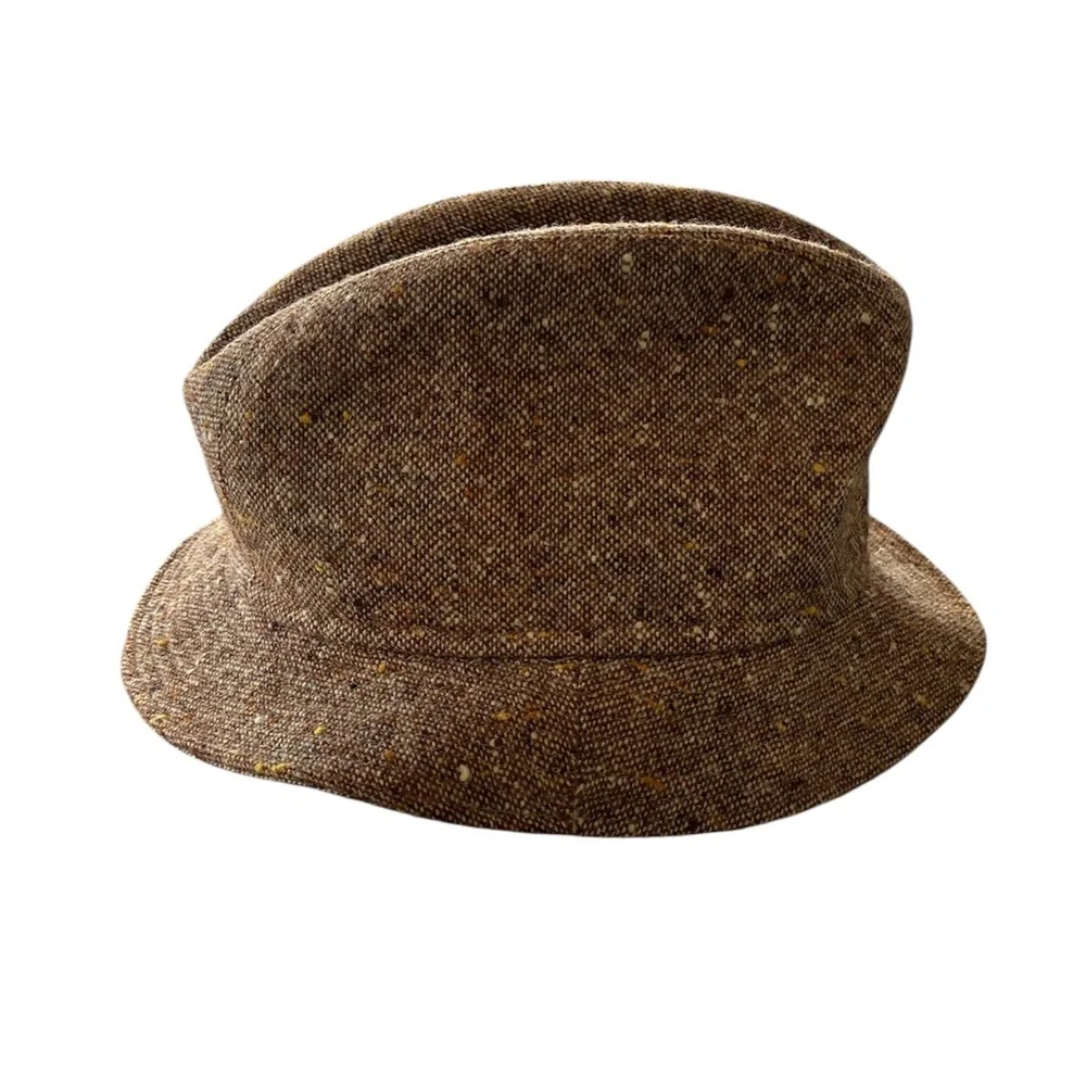 Banana Republic 100% Wool Hat Academia Classic Brown Tweed Made in Italy M/L